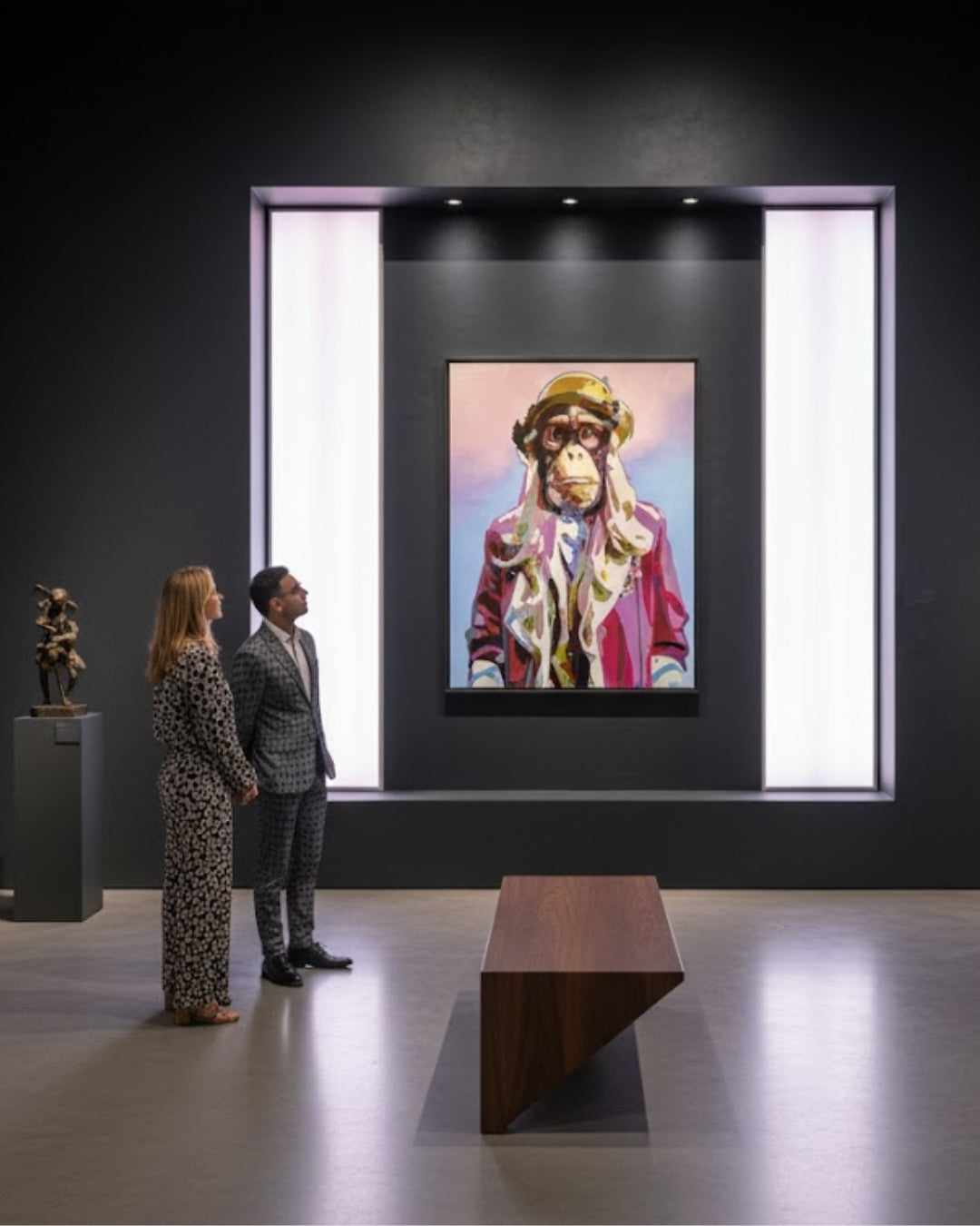 Pop-Art-Kunstwerk „Marylin“ von Sabine Hoch-Himmighofen – elegante Affenlady als Fine Art Print oder Digigrafie auf Leinwand.