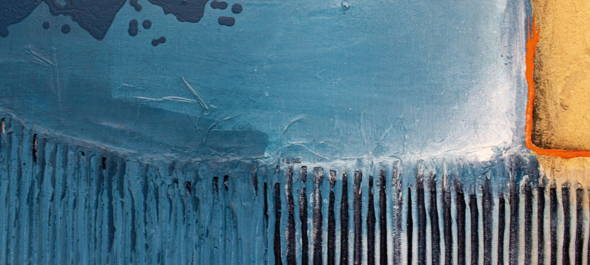 Zeitgenössische Kunst aus Wuppertal: Blaues abstraktes Struktur-Detail von Maler Peter Jaschinski.