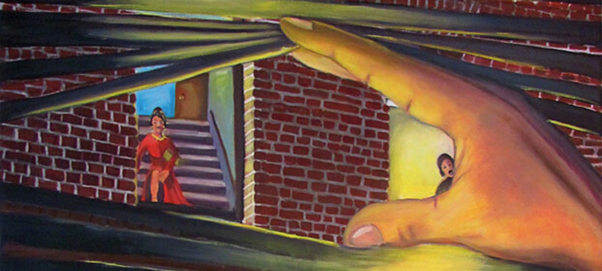 Bild der Künstlerin Claudia Birkheuer: 
Das Fenster zum Hof, Öl auf Leinwand, 98 x 130cm
