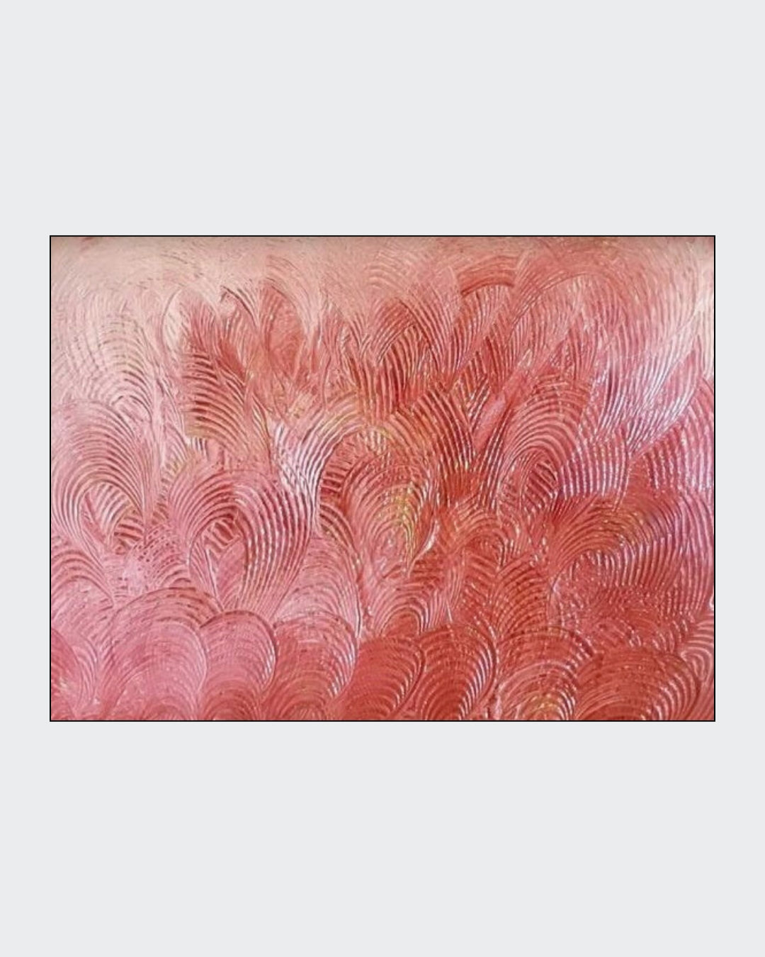 Acrylgemälde „Rote Welle“ von Federica: wellenförmige Strukturen in intensiven Rottönen auf Leinwand, 80 x 100 cm / ARTSPACER