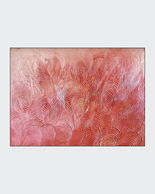 Acrylgemälde „Rote Welle“ von Federica: wellenförmige Strukturen in intensiven Rottönen auf Leinwand, 80 x 100 cm / ARTSPACER