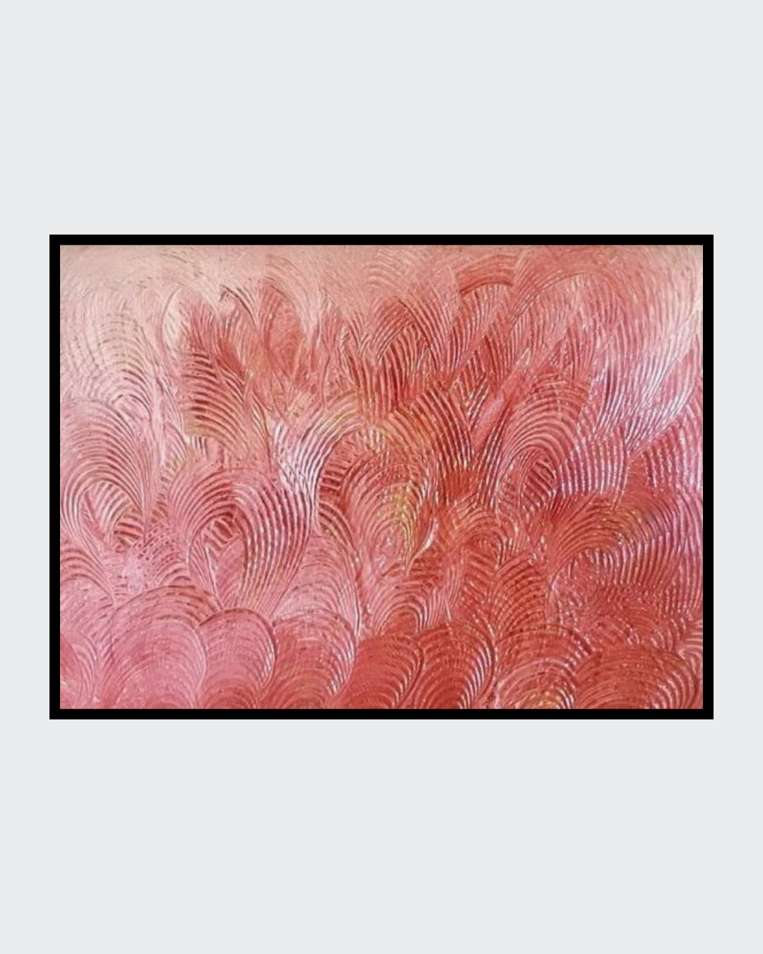 Acrylgemälde „Rote Welle“ von Federica: wellenförmige Strukturen in intensiven Rottönen auf Leinwand, 80 x 100 cm / ARTSPACER