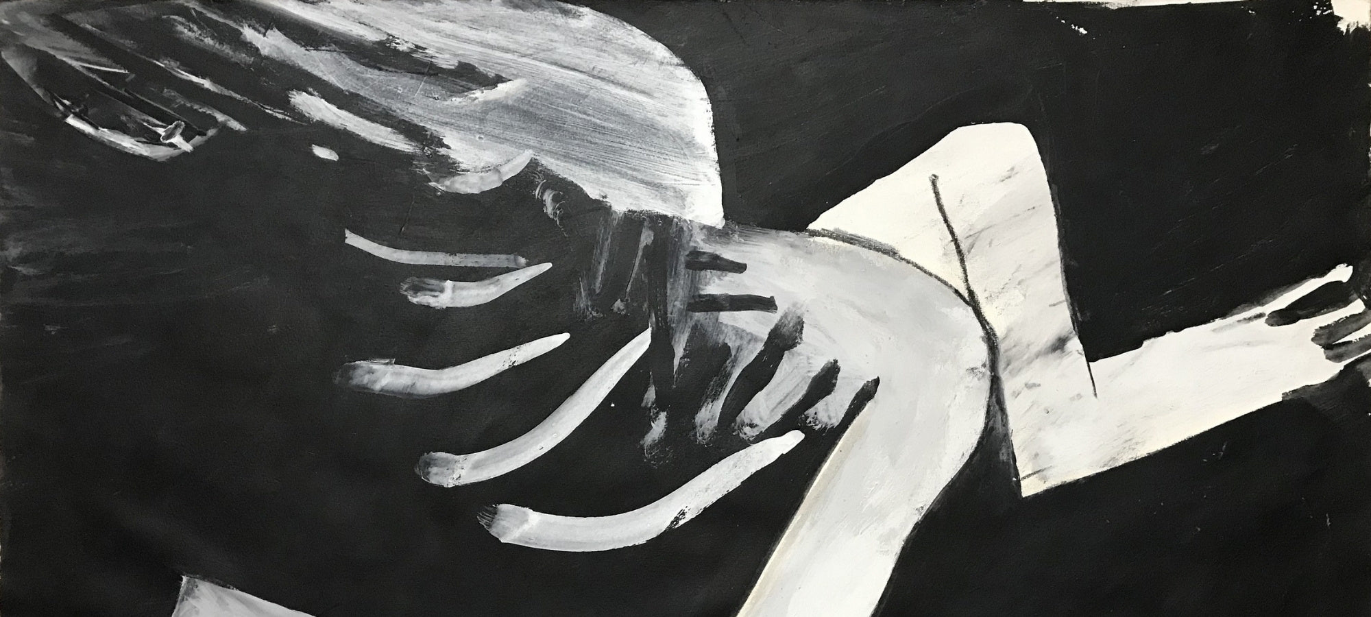 Headerbild in schwarz/weiß. Ausschnitt aus dem Werk Pegasus von Franz Vornberger.