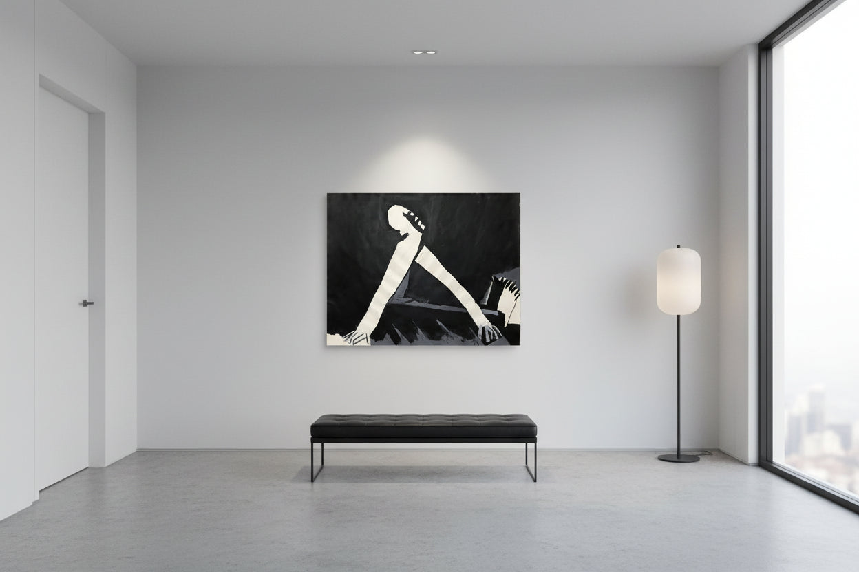 Schwarz‑Weiß‑Mischtechnik „Hiob“ (1994), 78 × 100 cm, Franz Vornberger; Leid‑ und Standhaftigkeitsmotiv. 