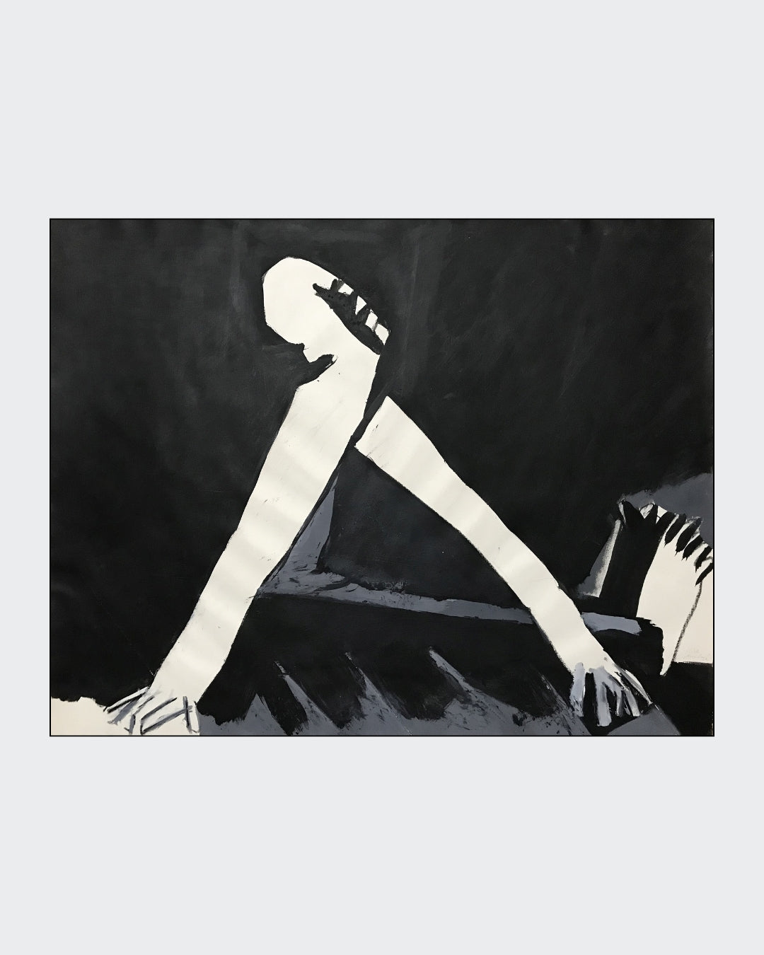 Schwarz‑Weiß‑Mischtechnik „Hiob“ (1994), 78 × 100 cm, Franz Vornberger; Leid‑ und Standhaftigkeitsmotiv. 
