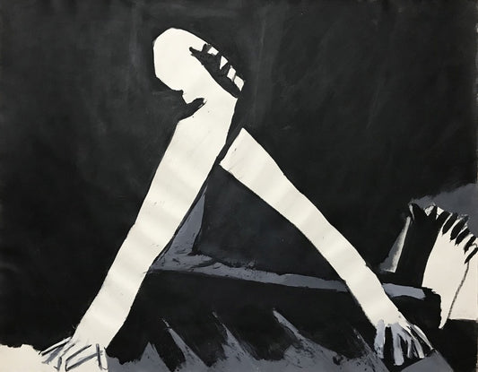 Schwarz‑Weiß‑Mischtechnik „Hiob“ (1994), 78 × 100 cm, Franz Vornberger; Leid‑ und Standhaftigkeitsmotiv. 