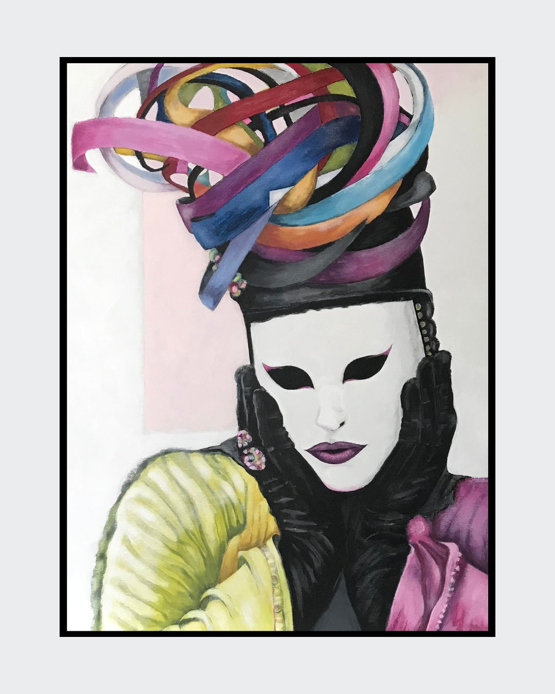 Venezia Nr. 23” von Gabriele Springer ist ein Acrylgemälde auf Leinwand, 80x60 cm groß. Es zeigt eine Person von vorne, umgeben von den sanften, pastellartigen Farben und Texturen, die an die romantische Atmosphäre Venedigs erinnern. Die Komposition strahlt Ruhe und Eleganz aus, wobei die Details der Kleidung und der Umgebung sorgfältig ausgearbeitet sind.