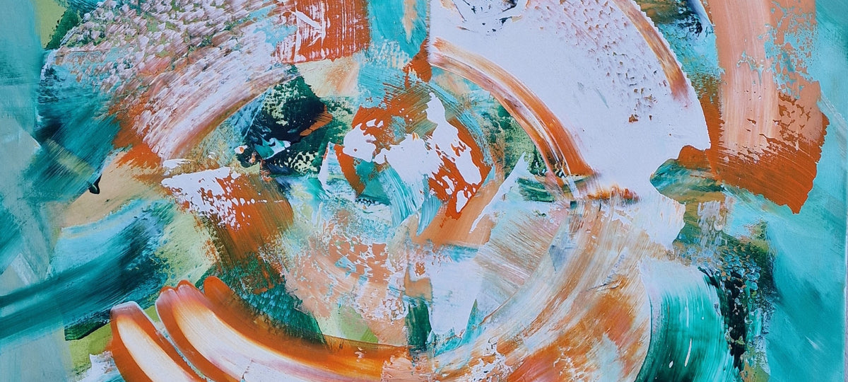 Abstraktes Gemälde in Türkis & Orange
Ein dynamisches, abstraktes Kunstwerk mit ausdrucksstarker Textur. Schwungvolle Pinselstriche in kräftigem Orange, Terrakotta und reinem Weiß kontrastieren mit einem lebendigen Hintergrund aus Türkis-, Grün- und Blautönen. Die vielschichtige Struktur verleiht dem Bild Tiefe und eine moderne, energiegeladene Ausstrahlung. Ideal als stilvoller Blickfang für zeitgenössische Wohnräume.