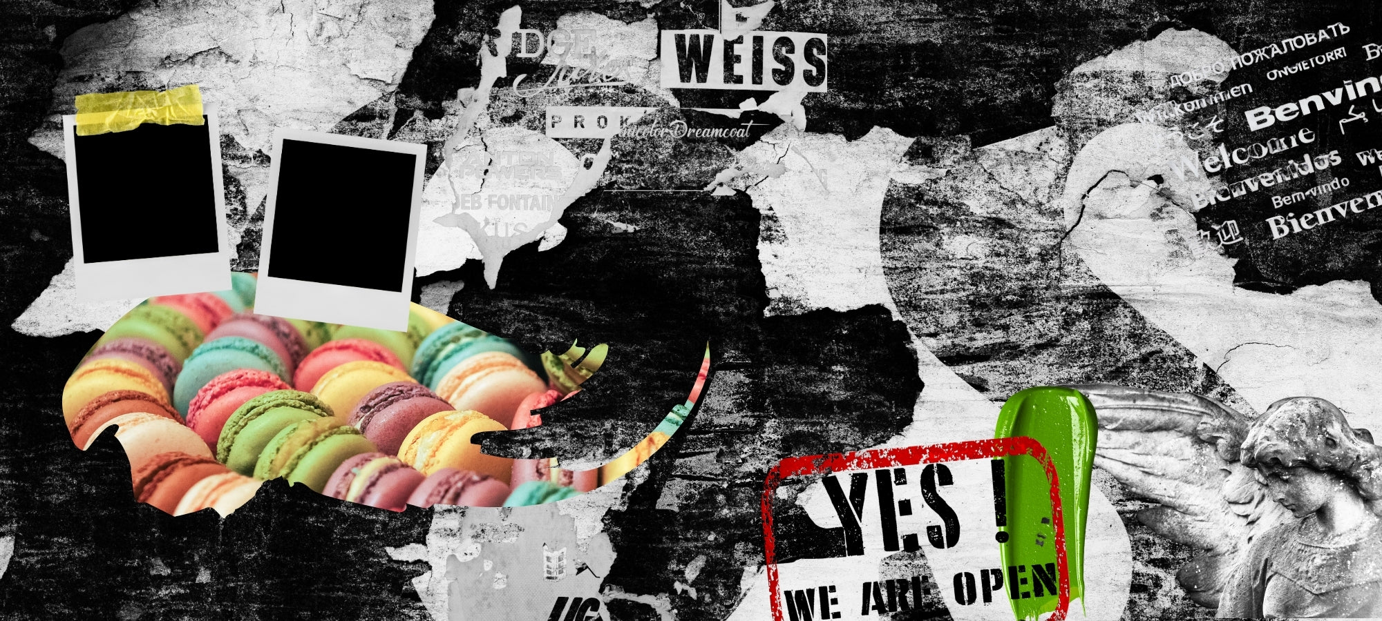 Moderne Collage & Mixed Media Kunst mit Urban Art Elementen, Typografie und Fotocollage | ARTSPACER Online-Galerie