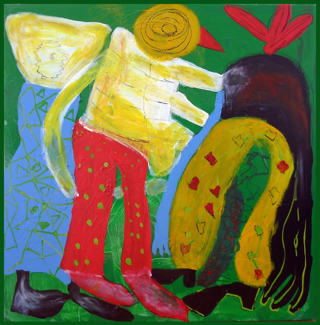 Farbenfrohes, abstraktes Mixed-Media-Gemälde von Heidi Minetti mit dem Titel „Vibrant expression“. Energetische Pinselstriche und intuitive Formen vermitteln ein Gefühl von Aufbruch, Offenheit und lebendiger Veränderung.