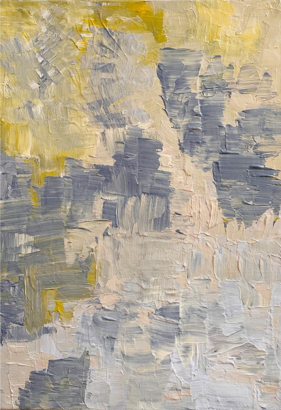 Abstrakte Acrylmalerei „Transcendence / Transzendenz“ von Isabelle Cannas mit fließenden Farbfeldern, gestischen Linien und transparenten Überlagerungen.