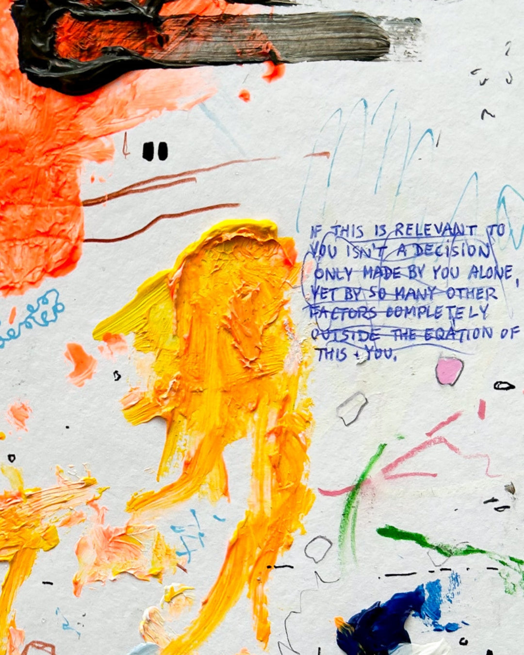 ART_090724 von Jens Joneleit, Mixed‑Media‑Unikat auf Papier 30 × 24 cm, abstrakte energische Komposition mit strukturierten Schichten und dynamischen Farbspuren | ARTSPACER