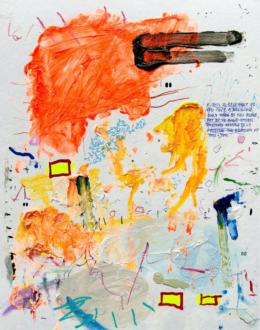 ART_090724 von Jens Joneleit, Mixed‑Media‑Unikat auf Papier 30 × 24 cm, abstrakte energische Komposition mit strukturierten Schichten und dynamischen Farbspuren | ARTSPACER