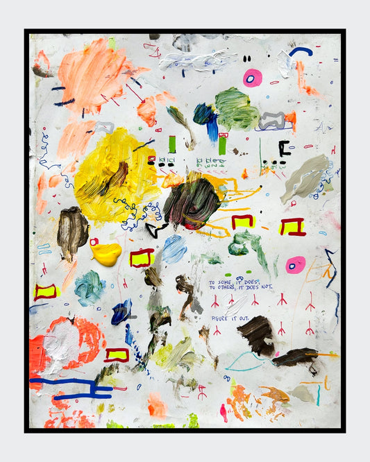 ART_090824 von Jens Joneleit, Mixed‑Media‑Unikat auf Papier 30 × 24 cm, abstrakte gestische Komposition mit dynamischen Strukturen und farbintensiven Akzenten | ARTSPACER