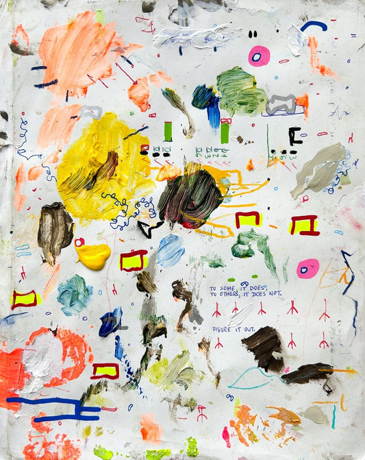 ART_090824 von Jens Joneleit, Mixed‑Media‑Unikat auf Papier 30 × 24 cm, abstrakte gestische Komposition mit dynamischen Strukturen und farbintensiven Akzenten | ARTSPACER