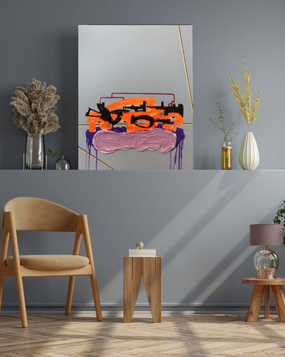 FERAL GRAVITY 03 von Jens Joneleit, Mixed‑Media‑Unikat auf Leinwand 50 × 40 cm; materialbetonte Schichtungen, gestische Setzungen und klare Linienführung | ARTSPACER