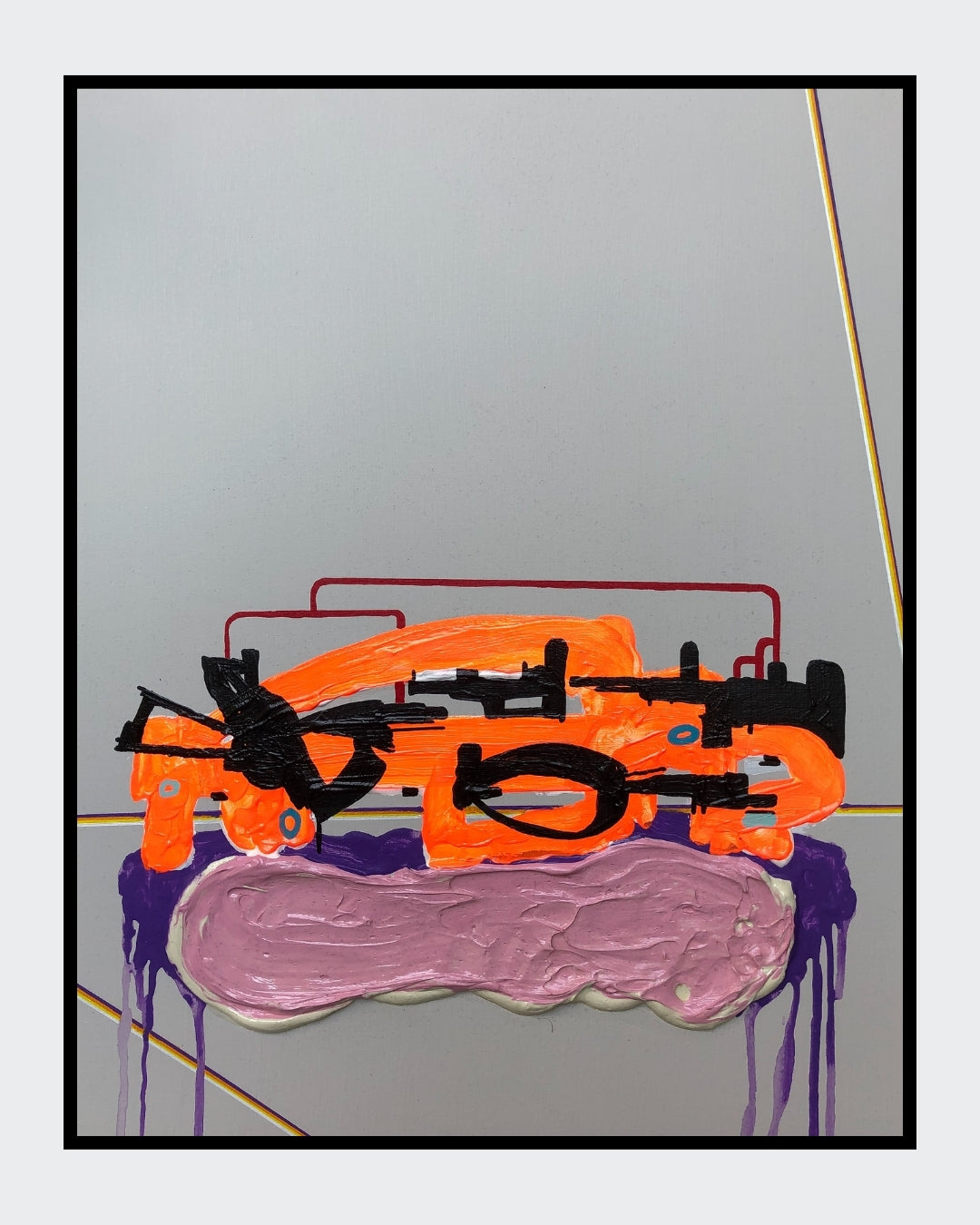 FERAL GRAVITY 03 von Jens Joneleit, Mixed‑Media‑Unikat auf Leinwand 50 × 40 cm; materialbetonte Schichtungen, gestische Setzungen und klare Linienführung | ARTSPACER