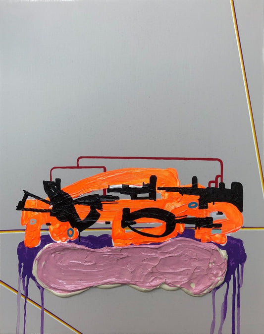 FERAL GRAVITY 03 von Jens Joneleit, Mixed‑Media‑Unikat auf Leinwand 50 × 40 cm; materialbetonte Schichtungen, gestische Setzungen und klare Linienführung | ARTSPACER