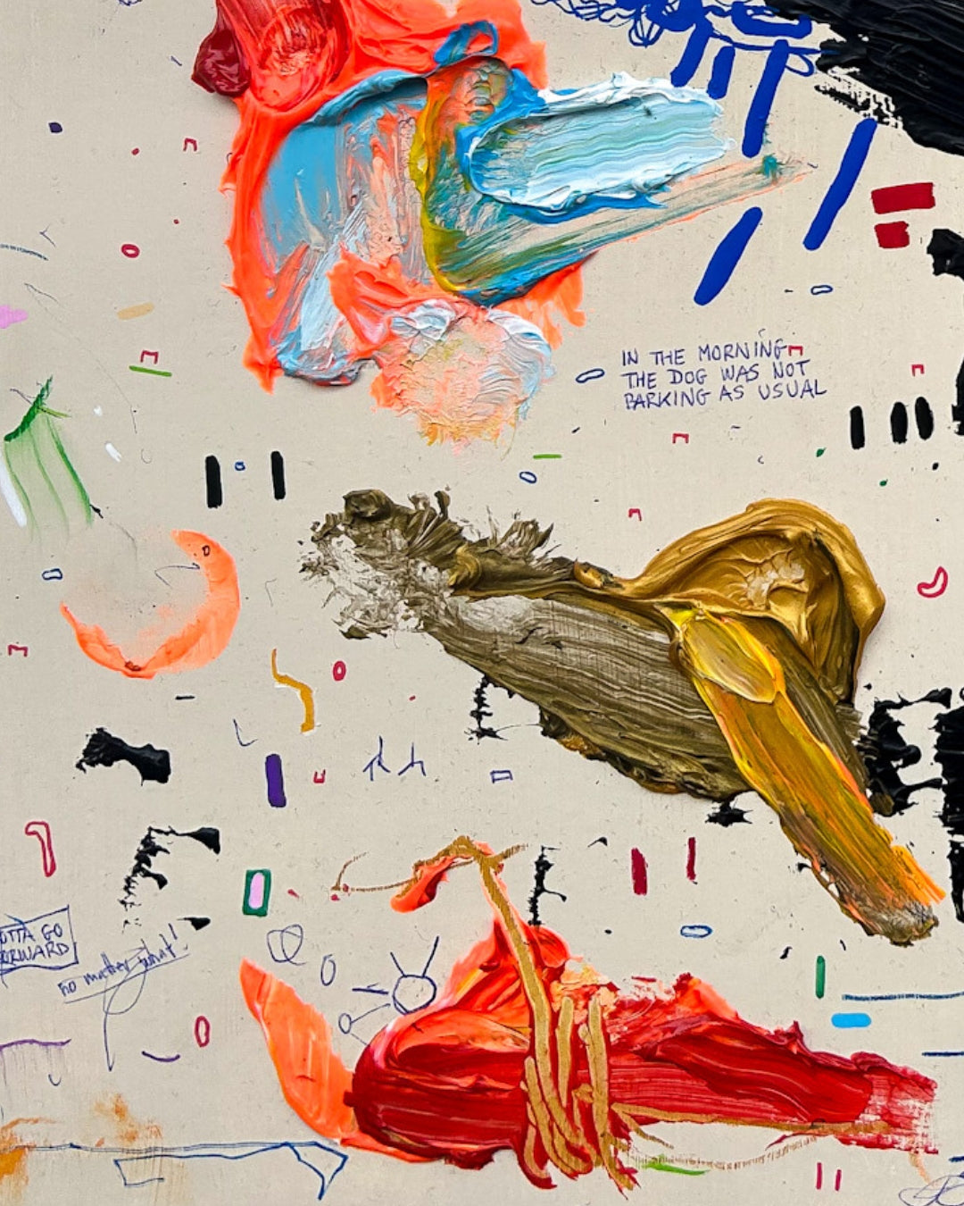 FRIEZE von Jens Joneleit, Mixed‑Media‑Unikat auf Papier 40 × 50 cm, abstrakte gestische Komposition mit dynamischen Strukturen und intensiver Farbarbeit | ARTSPACER