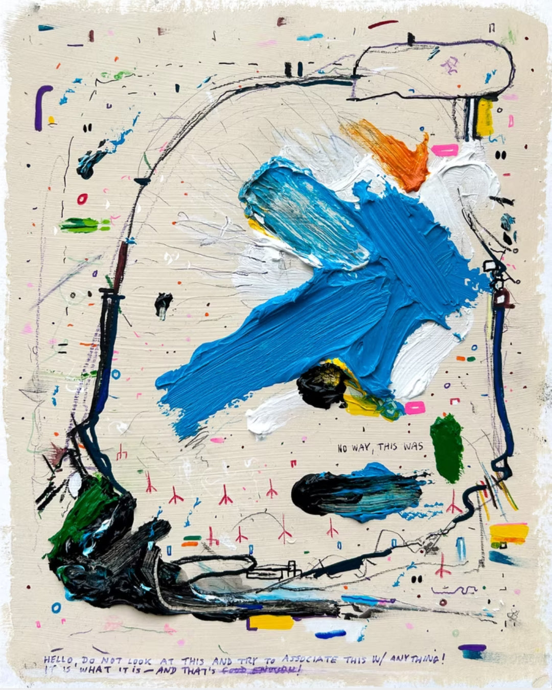 Abstraktes Mixed-Media-Unikat „INORDINATE“ auf Papier, 30 × 24 cm, expressive Farbschichten und dynamische Texturen, zeitgenössische Kunst für Sammler | ARTSPACER