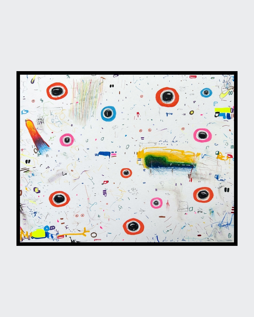 UR4C 01 von Jens Joneleit, Mixed‑Media‑Unikat auf Papier 24 × 30 cm, abstrakte farbintensive Texturen, gestische Linien und vielschichtige Komposition im Querformat | ARTSPACER