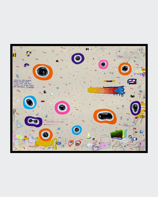 UR4C 03 von Jens Joneleit, Mixed‑Media‑Unikat auf Papier 24 × 30 cm, abstrakte dynamische Linien, farbige Schichtungen und gestische Komposition im Querformat | ARTSPACER