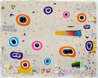 UR4C 03 von Jens Joneleit, Mixed‑Media‑Unikat auf Papier 24 × 30 cm, abstrakte dynamische Linien, farbige Schichtungen und gestische Komposition im Querformat | ARTSPACER