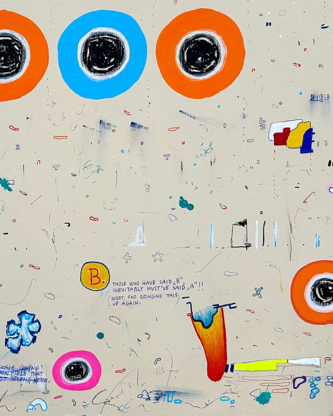 UR4C 05 von Jens Joneleit, Mixed‑Media‑Unikat auf Papier 40 × 50 cm, abstrakte strukturierte Komposition mit farbigen Akzenten und gestischen Setzungen | ARTSPACER