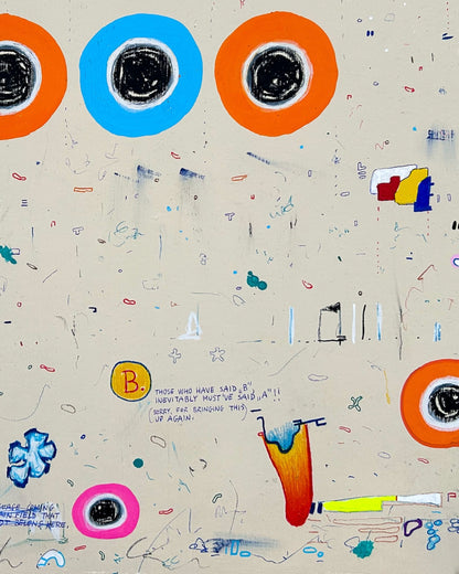 UR4C 05 von Jens Joneleit, Mixed‑Media‑Unikat auf Papier 40 × 50 cm, abstrakte strukturierte Komposition mit farbigen Akzenten und gestischen Setzungen | ARTSPACER