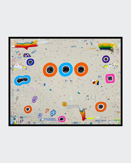 UR4C 05 von Jens Joneleit, Mixed‑Media‑Unikat auf Papier 40 × 50 cm, abstrakte strukturierte Komposition mit farbigen Akzenten und gestischen Setzungen | ARTSPACER