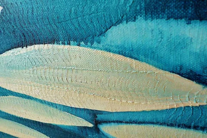 Der Schwarm“ – Mischtechnik auf Leinwand, 100 × 80 cm; organische Zell-/Schwarmstruktur mit perlmuttartigem Schimmer.