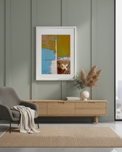 Zeitgenössische Malerei von Peter Jaschinski (Wuppertal): „003_2023“ besticht durch haptische Texturen und maritime Erdfarben. Ein signiertes Unikat, das moderne Symbolik mit abstrakter Naturinspiration verbindet.