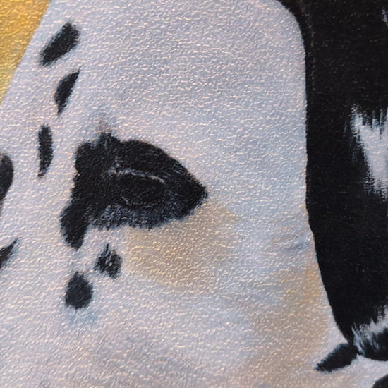 Acrylgemälde eines Dalmatiners von Smillya Dartsch – detailgetreu gemalt, mit lebendigen Kontrasten und einer Schutzfirnis für brillante Farbkraft.