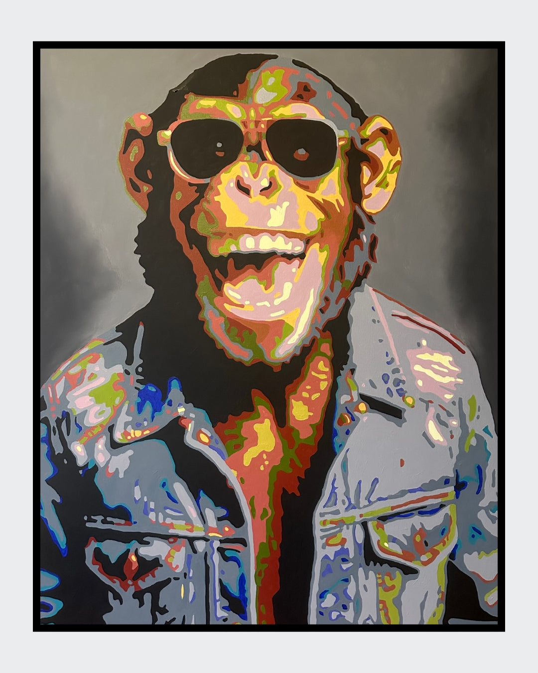 Pop-Art-Affe „Ralle“ von Sabine Hoch-Himmighofen – 80er-Jahre-Kunstwerk als Fine Art Print oder Digigrafie auf Leinwand.