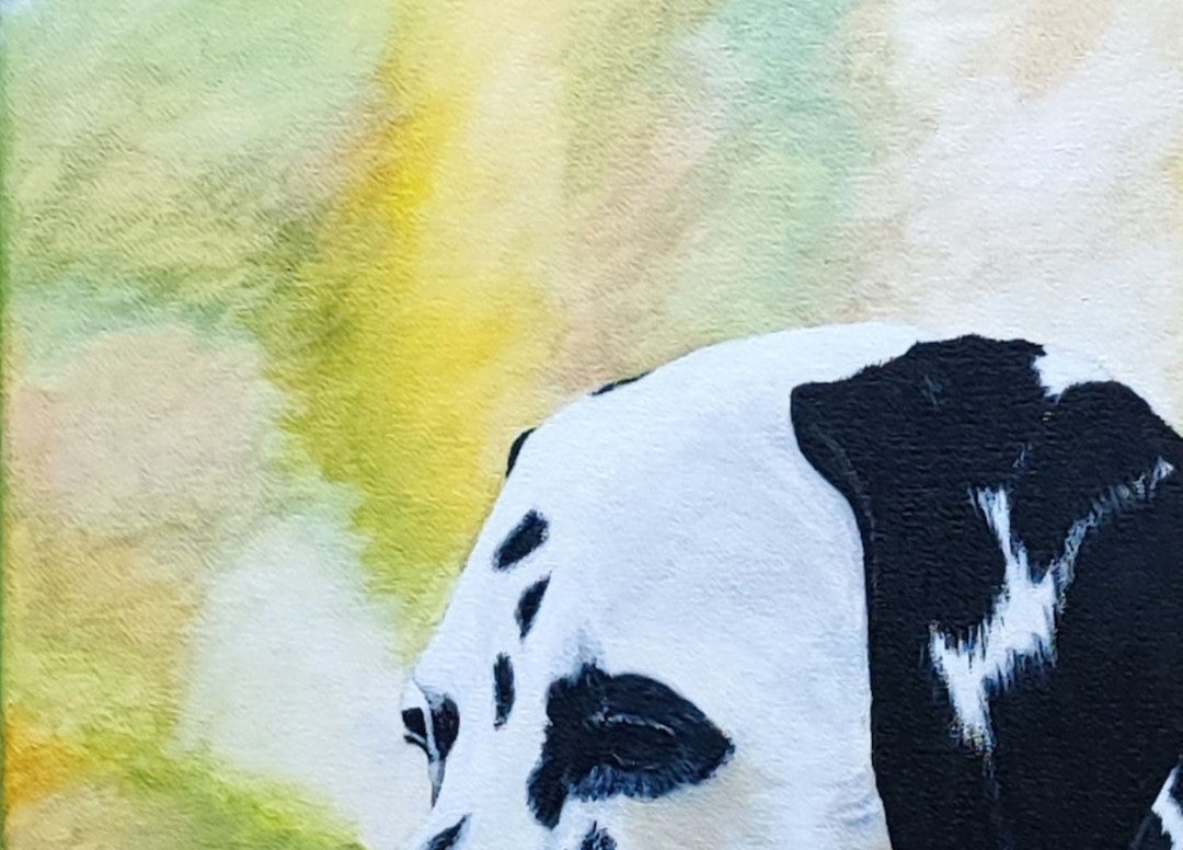 Acrylgemälde eines Dalmatiners von Smillya Dartsch – detailgetreu gemalt, mit lebendigen Kontrasten und einer Schutzfirnis für brillante Farbkraft.