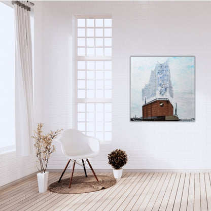Handgemaltes Acrylgemälde "Elbphilharmonie Hamburg" von Smillya Dartsch. Ein Unikat, das die ikonische Architektur und ihre Verbindung zum Himmel einfängt. 