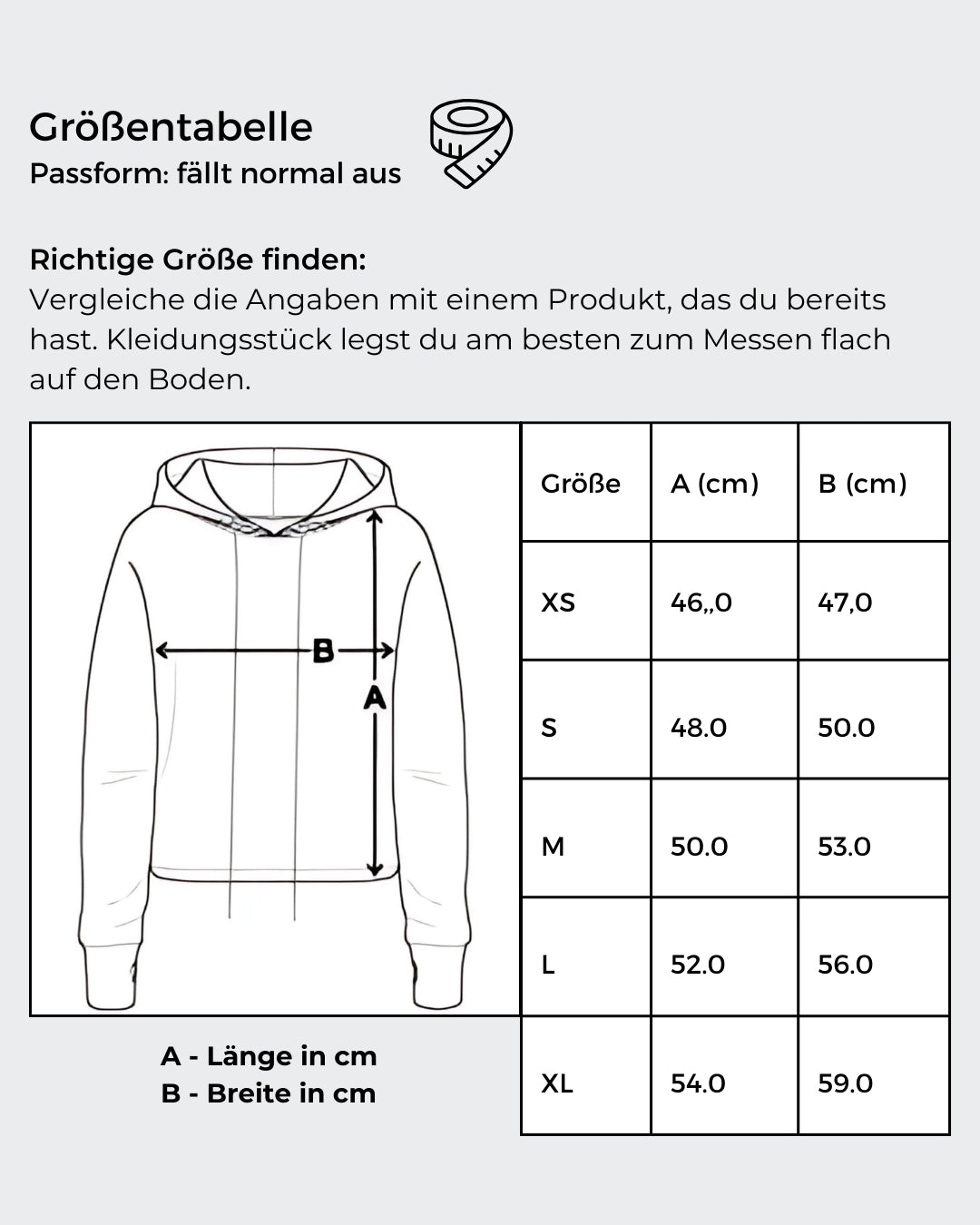 Größentabelle für: Ein kurz geschnittener, rosafarbener Hoodie mit überschnittenen aSchultern. Extralange Bündchen mit Daumenloch und eine bedruckte Kunstgrafik auf der Vorderseite. Mode von Soulfashion.